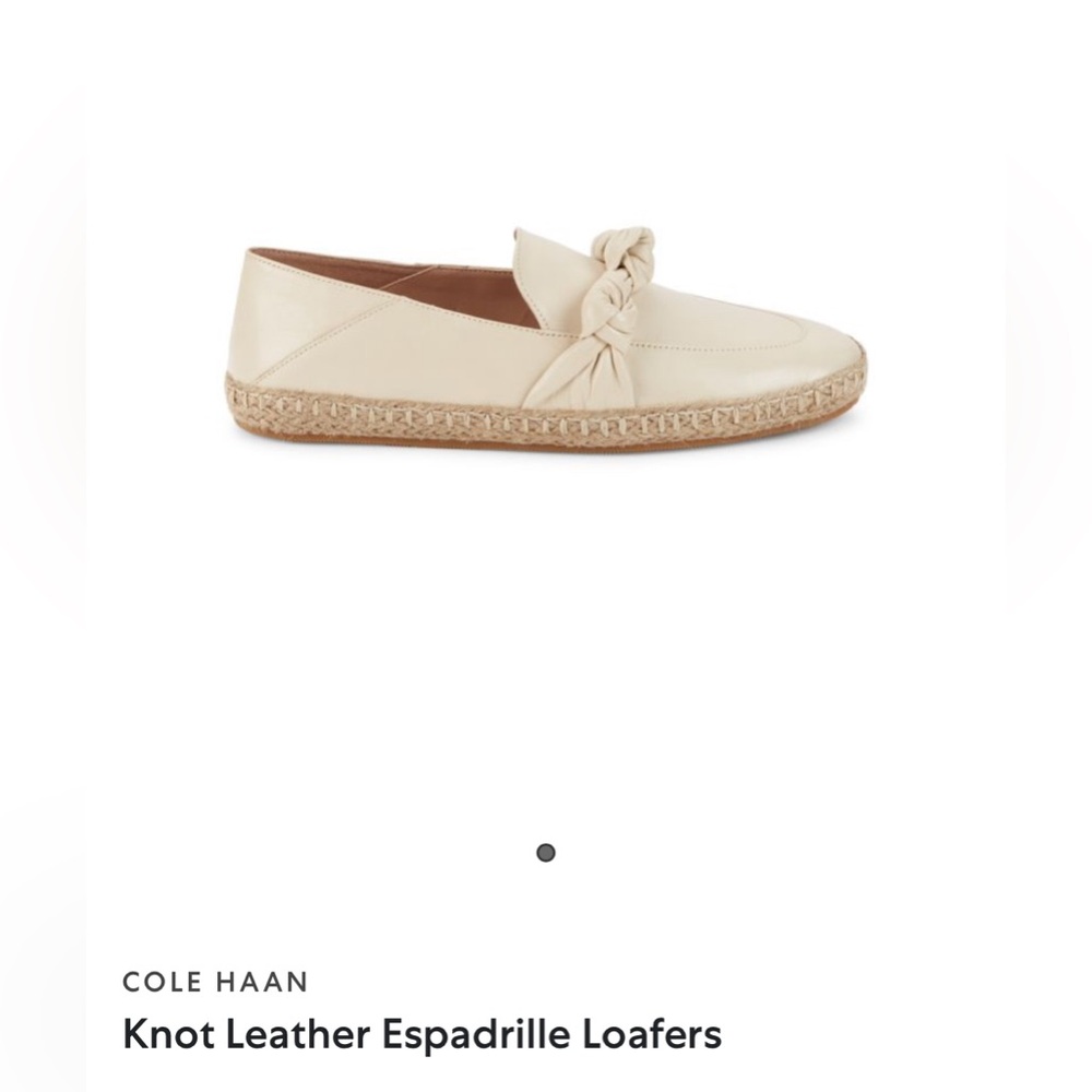 New! Cole Haan Cloudfeel Knotted Espadrille Angora Leather/Natural Jute Size 7B